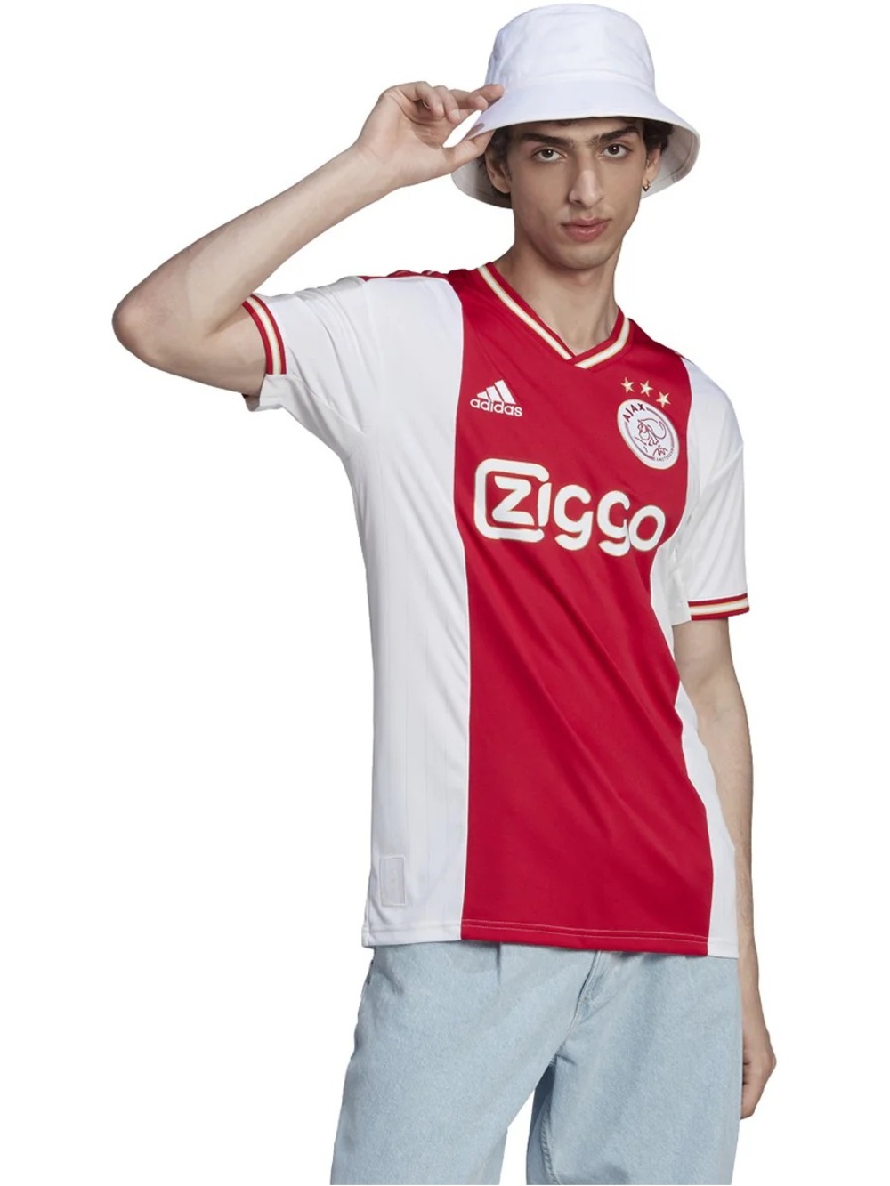 adidas Red and White Ajax Ziggo Football Jersey